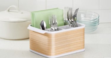 InterDesign RealWood Cutlery Caddy Organizer for Silverware