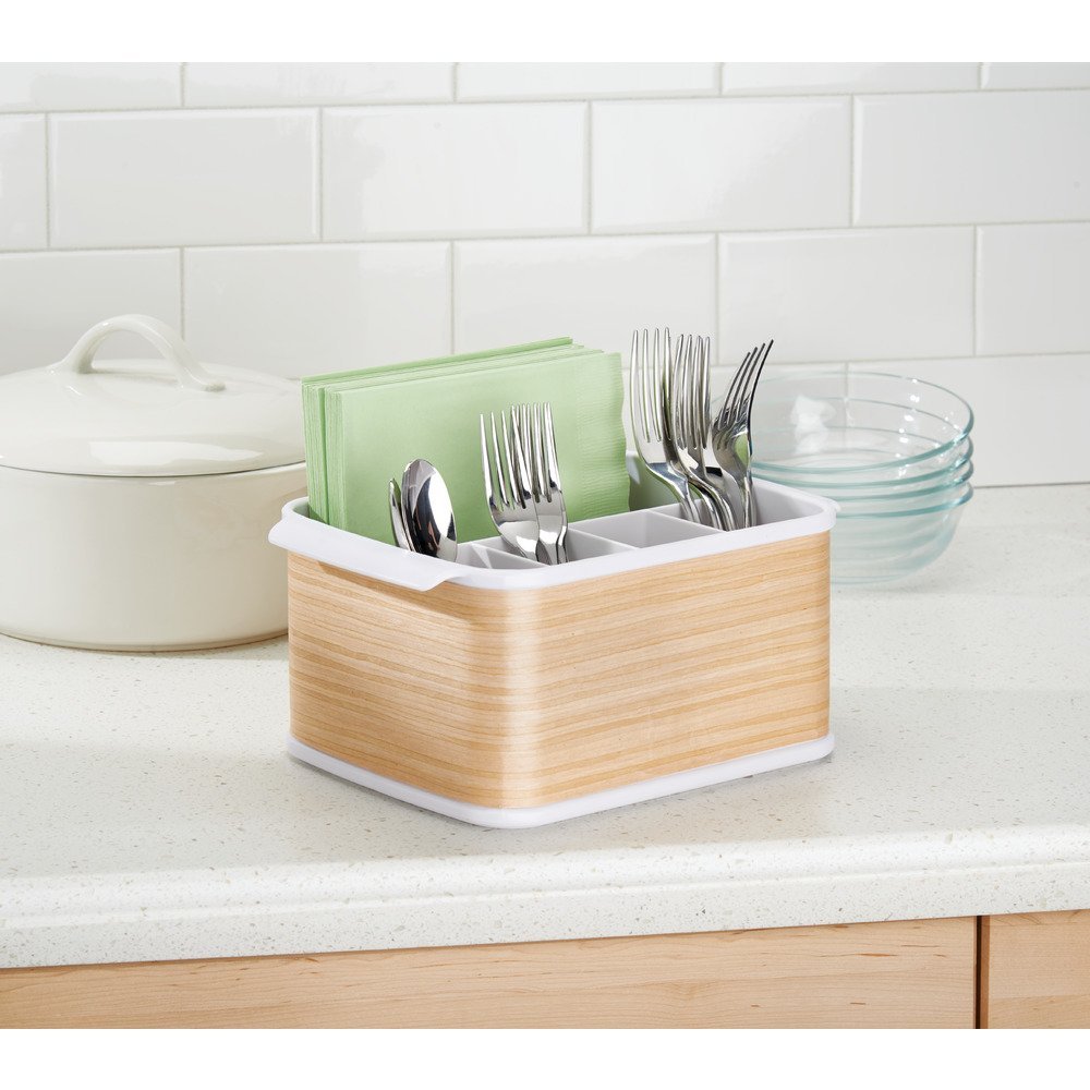 InterDesign RealWood Cutlery Caddy Organizer for Silverware