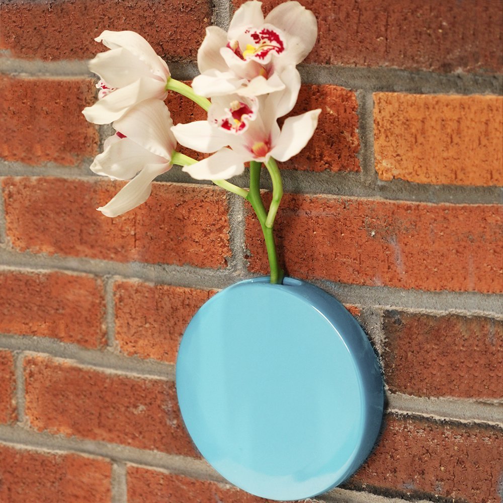 Chive – Round, 6″ Wall Mounted Ceramic Flower Vase