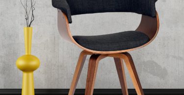 Armen Living LCSUCHWACH Summer Chair in Charcoal Fabric and Walnut Wood Finish