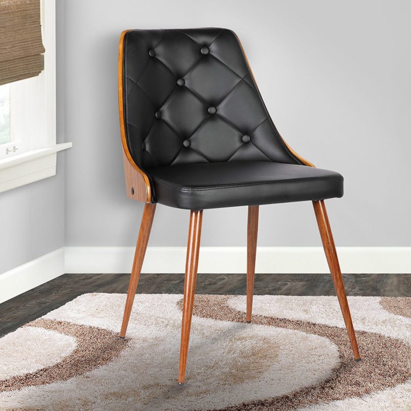 Lily Dining Chair in Black Faux Leather
