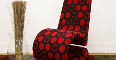 Forte Red and Black Patterned Fabric Accent Chair