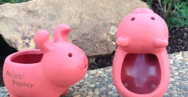 Adorable Terra Cotta Rabbit and Bear Shaped Mini Planters