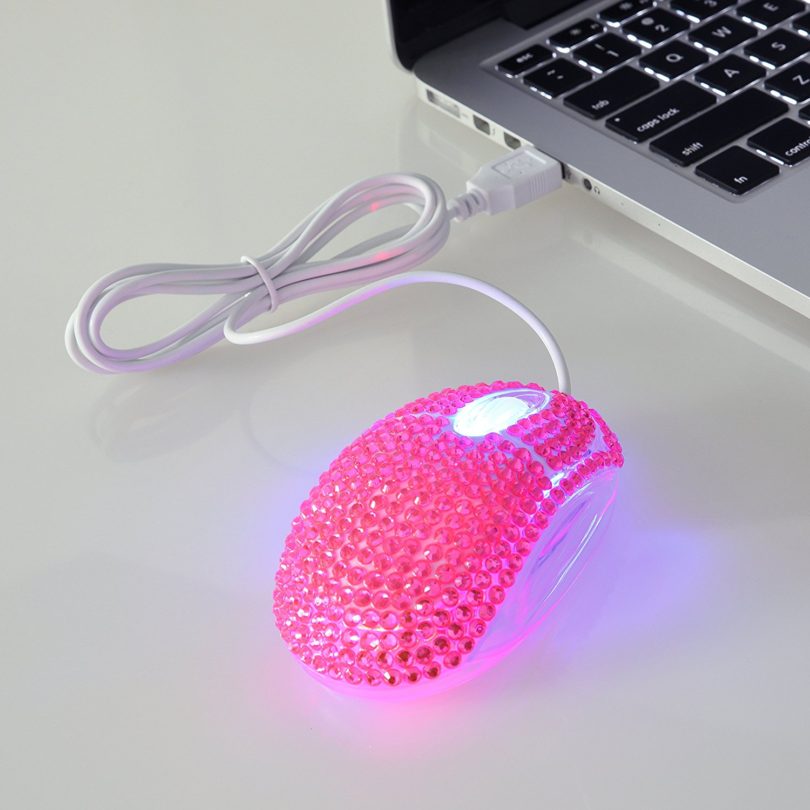 Eco-Fused USB Optical Computer Mouse with Crystal Bling Rhinestone