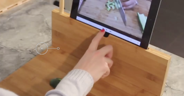 Bamboo Cutting Board with Stand for iPad and Knife Storage