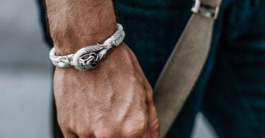 Skull Clasp White Genuine Snake Skin Bracelet