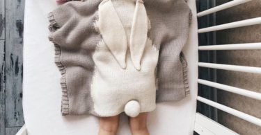 Knitted Rabbit Ears Baby Blanket