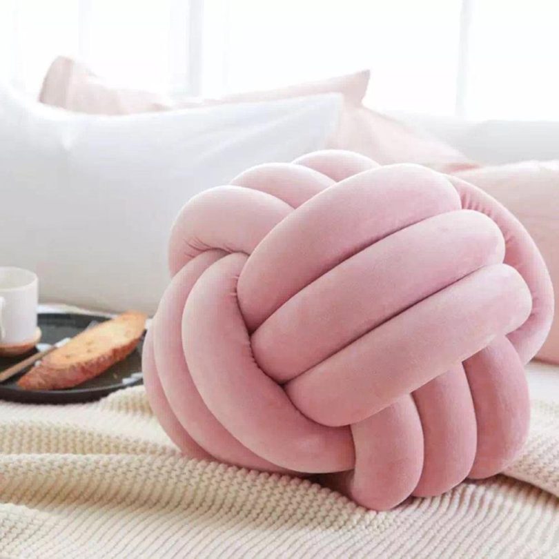 Velvet Blush Pink Knot Pillow Case » Petagadget