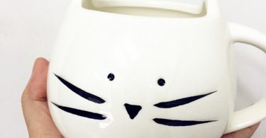 DOYOLLA Lovely Cute Little White Cat Coffee Milk Ceramic Mug Cup