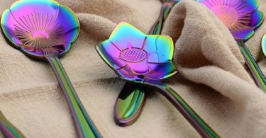 Flower Spoon Set, niceEshop(TM)Stainless Steel Teaspoon Colorful Coffee Spoon Tea Spoon Mixing Spoon Sugar Spoon