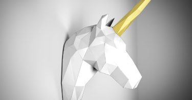 White and Gold Papertrophy unicorn