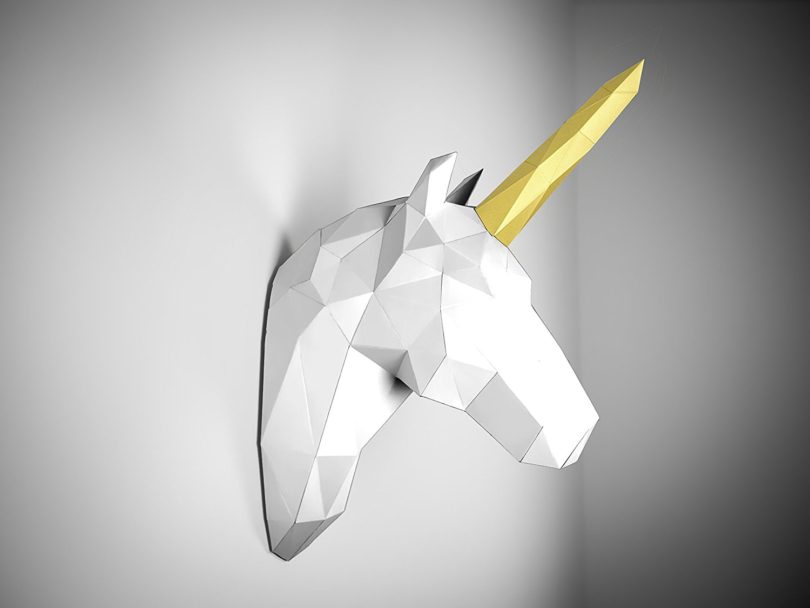 White and Gold Papertrophy unicorn