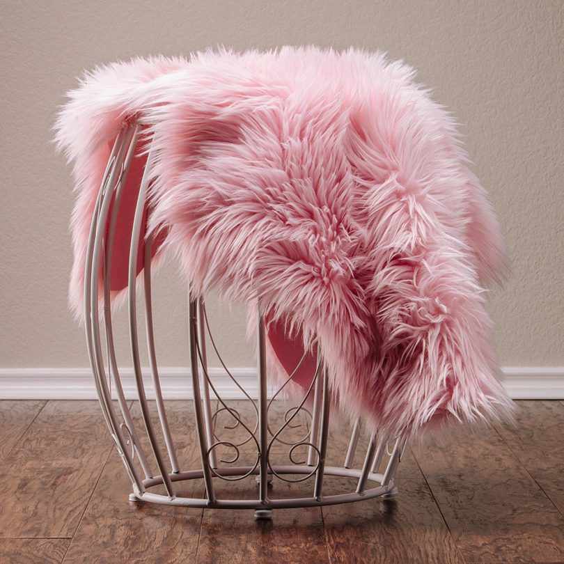 Chanasya Super Soft Faux Fur Fake Pink Cover Rug