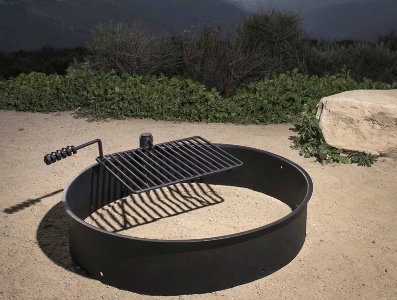 Steel Fire Ring w/ Cooking Grate Campfire Pit Camping Park Grill