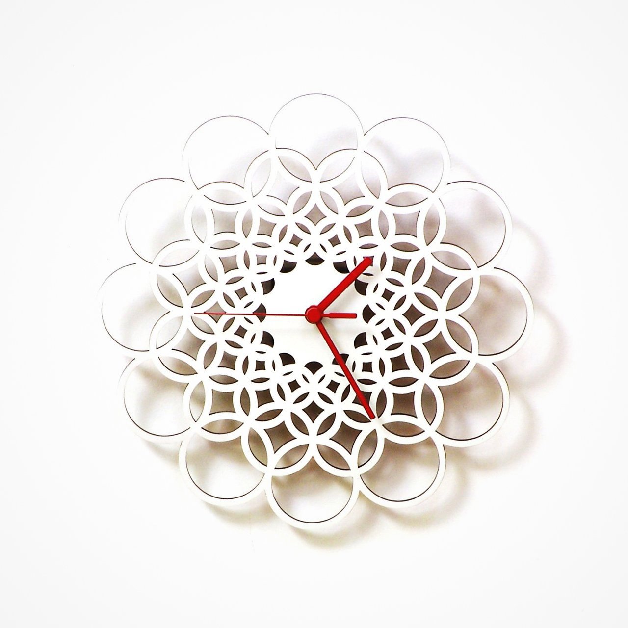 Rings White Wooden Wall Clock