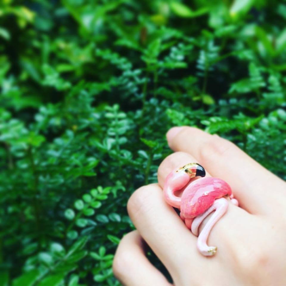 Mary Lou Flamingo Trio Ring Set