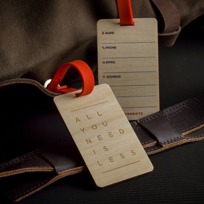 All You Need Is Less Wooden Luggage Tag