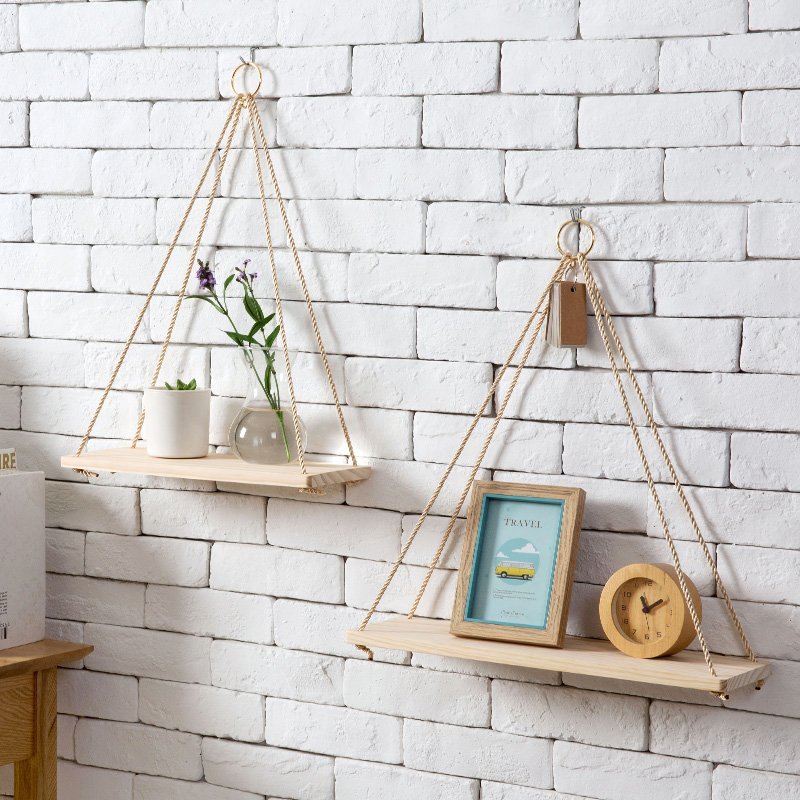 Wall Hanging Shelf Swing Rope Floating Shelves