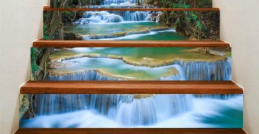 Fuloon Waterfall 3D Stair Sticker DIY Steps Sticker Wall Decal Mural Wallpaper