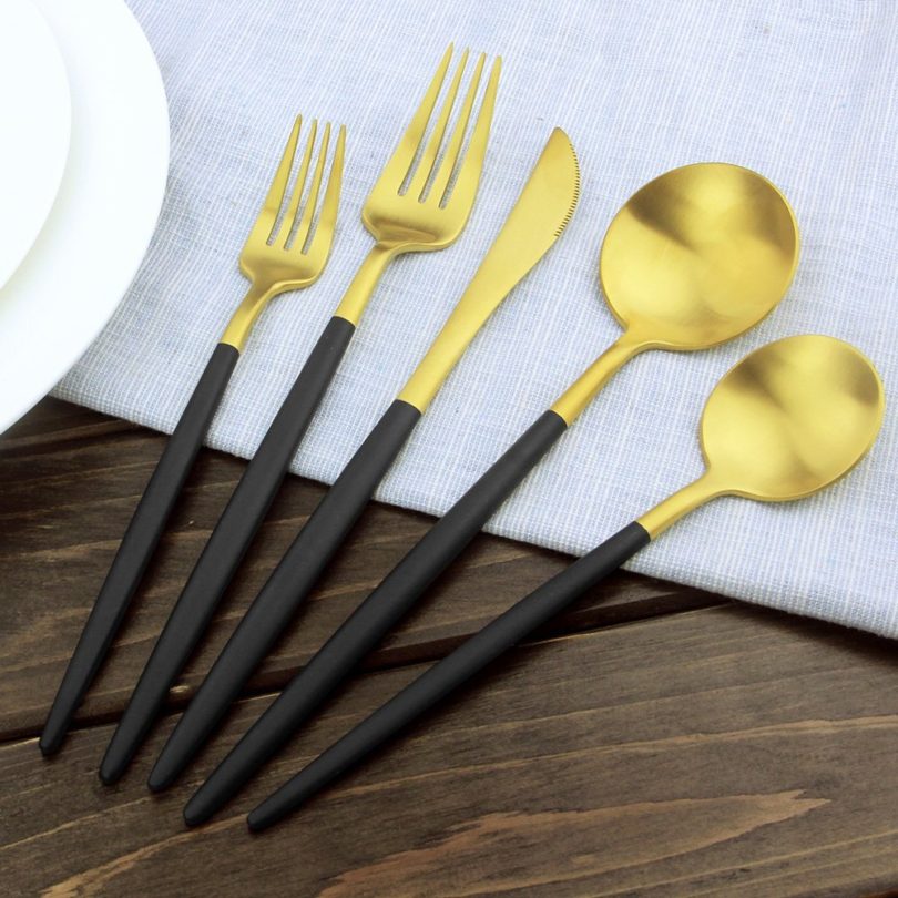 AOOSY Royal 5 Piece Matte Black Handle and Gold