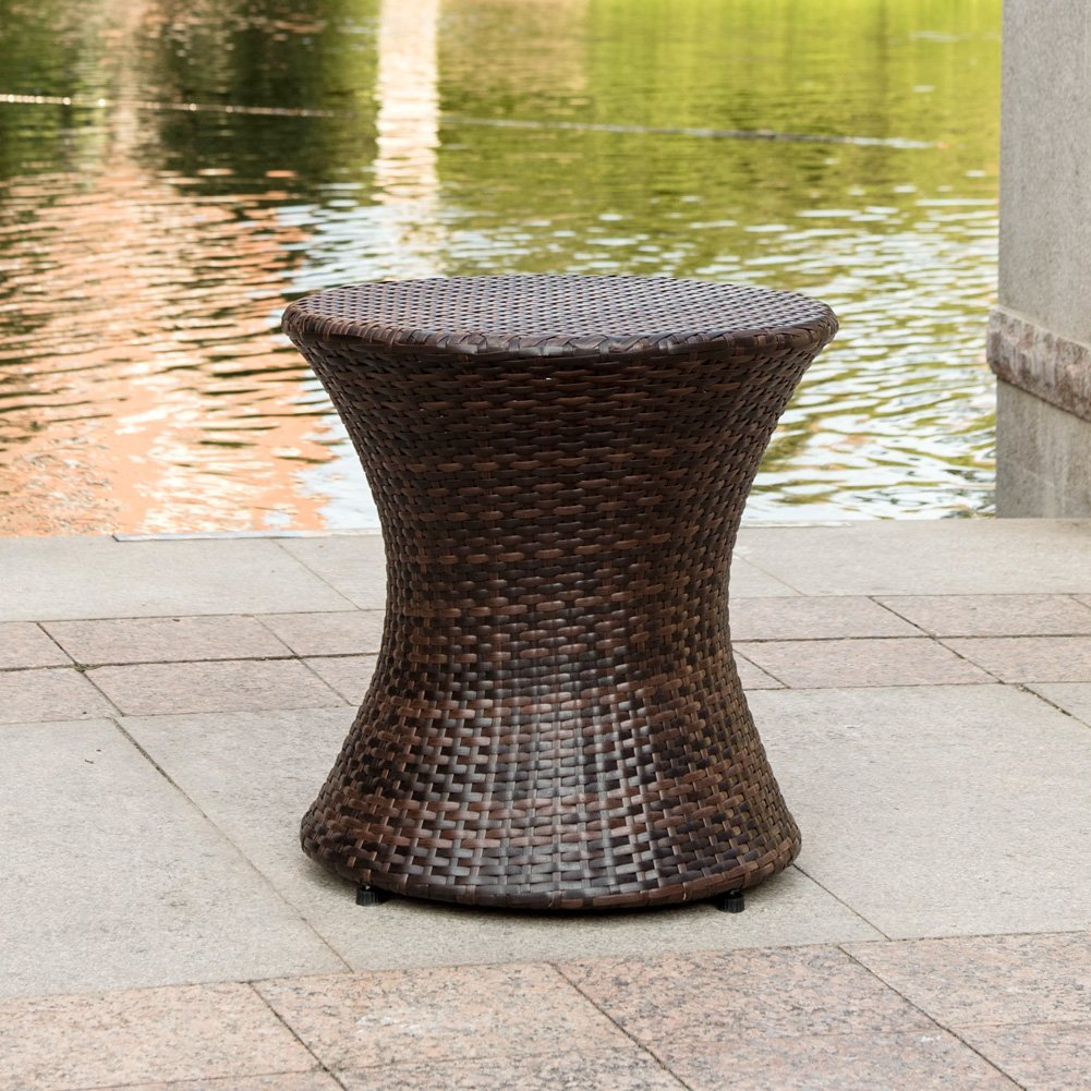 Sundale Outdoor Wicker Hourglass Accent Side Table