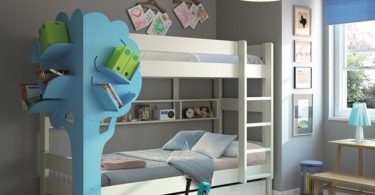 Triple Bunk Bed with Tree Bookcase