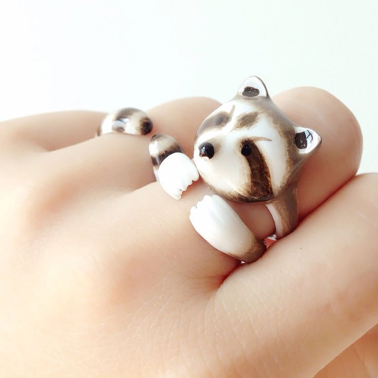 Mary Lou Raccoon Ring Set