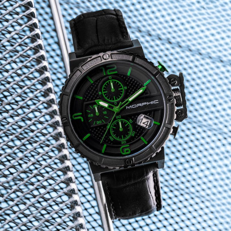 Morphic M50 Series Chronograph Crocodile-Embossed Leather-Band Date Watch
