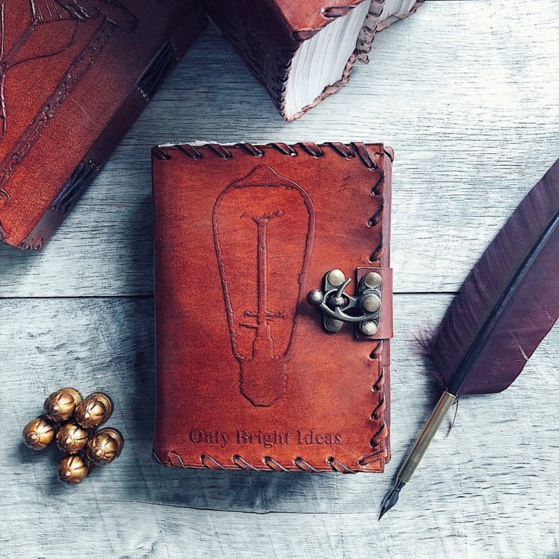 Only Bright Ideas Light Bulb Mini Leather Journal