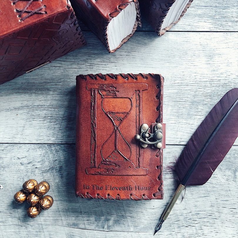 In The Eleventh Hour Hourglass Mini Leather Journal