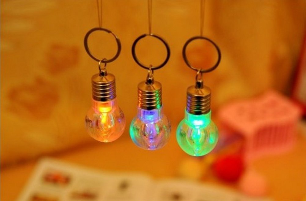 Bulb Shaped Color Changing Flashlight Novelty Keychain