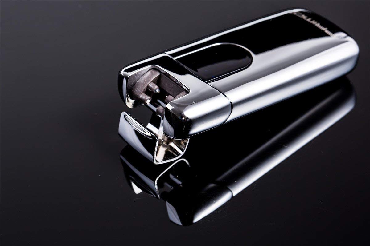 USB Electric Lighters Plasma Beam Arc Lighter Slim Portable Cigarette Lighter Silver