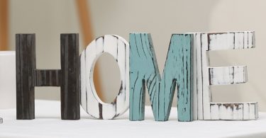 MyGift Rustic Wood HOME Decorative Sign, Standing Cutout Word Decor, Multicolor