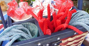 Americana Patriotic Party Table Top Decorative Basket