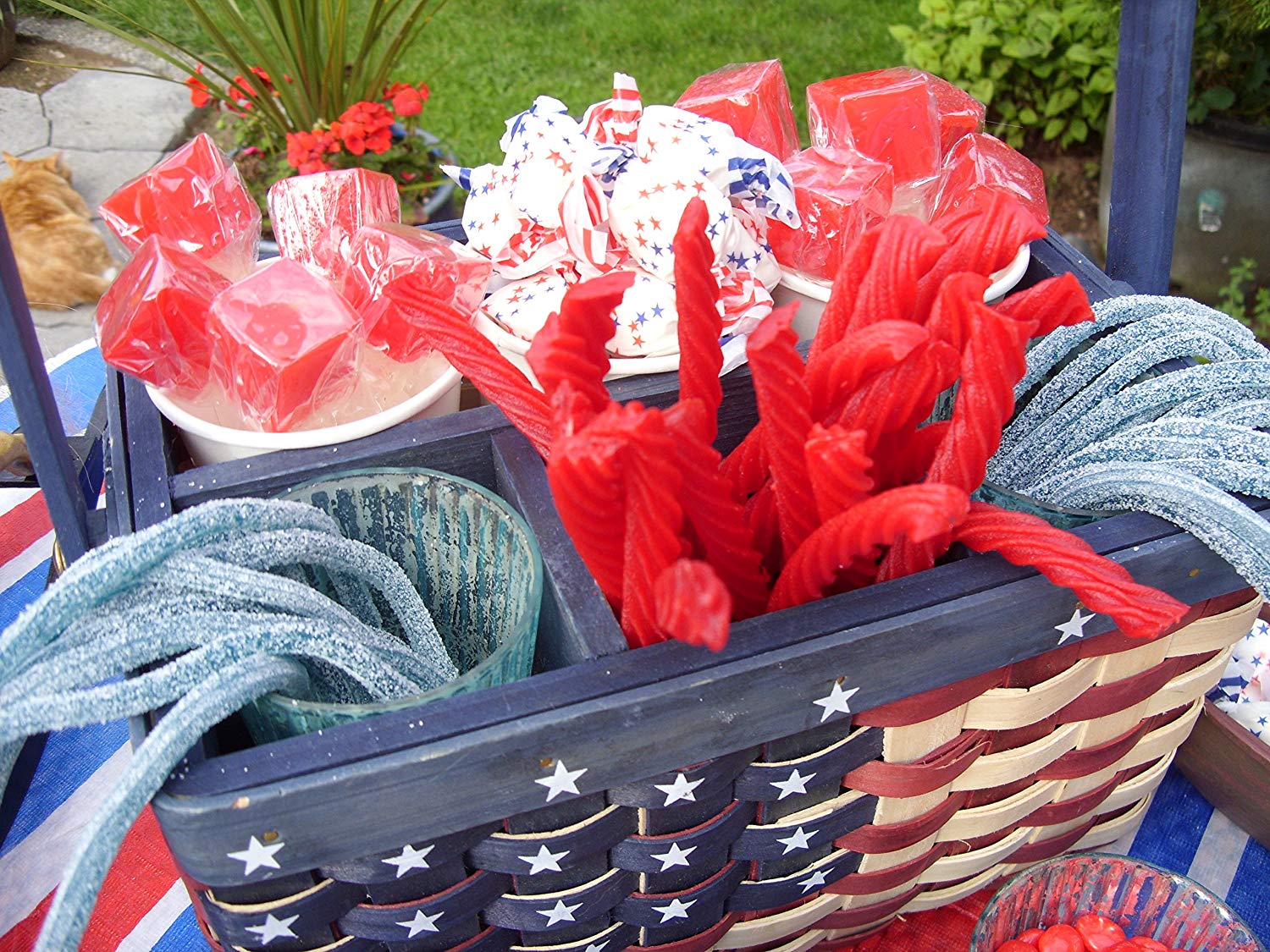 Americana Patriotic Party Table Top Decorative Basket