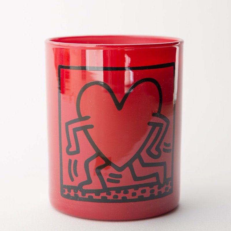 Keith Haring Red Running Heart Candle