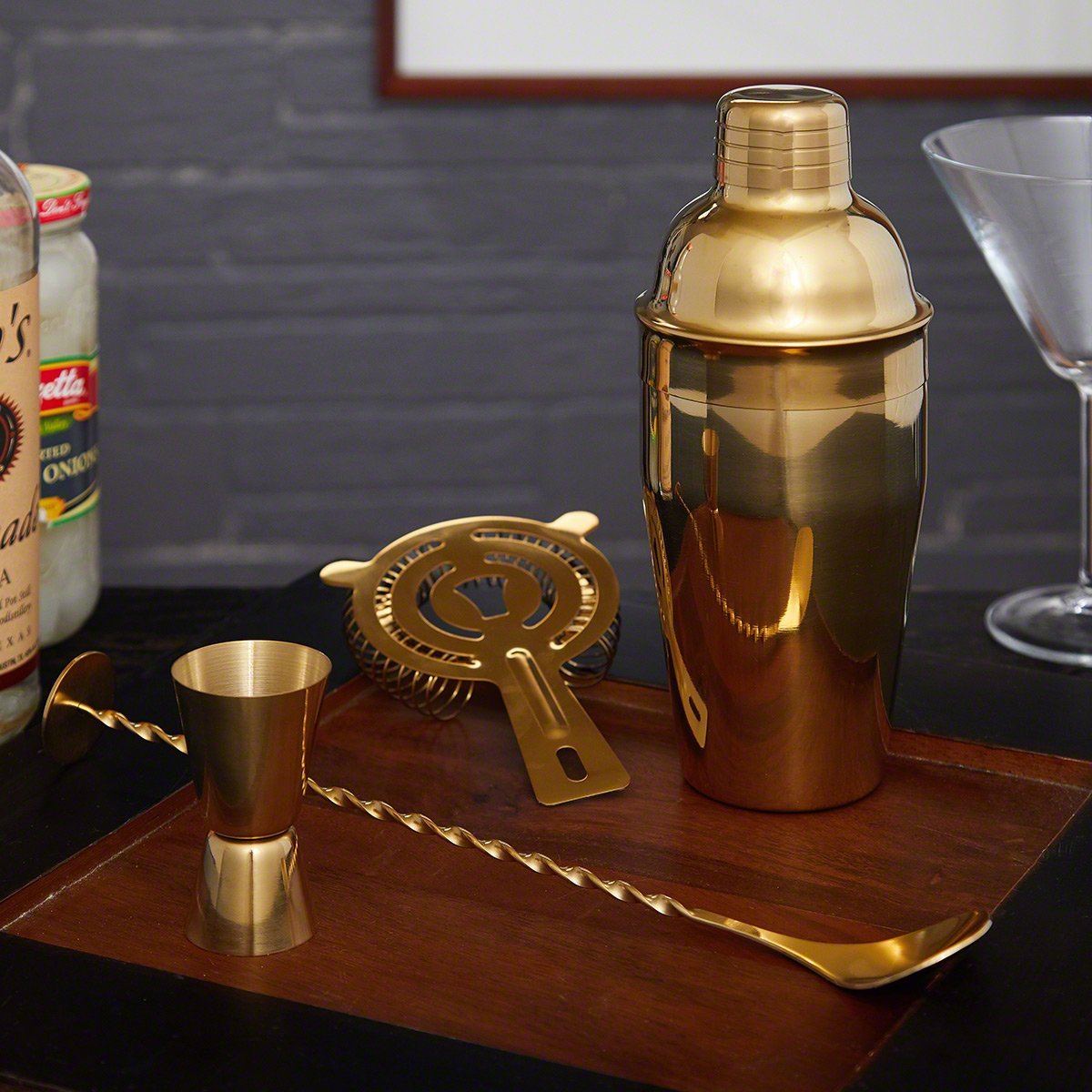 Ridgemont Gold Bar Tool Set and Cocktail Shaker