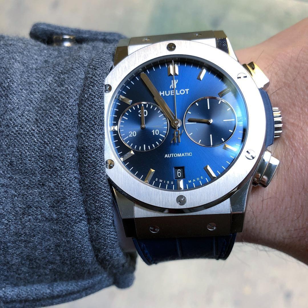 Hublot Classic Fusion Blue Sunray Dial Titanium Automatic Watch