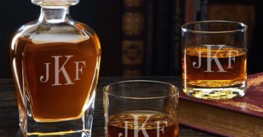 Classic Monogram Engraved Decanter and Whiskey Glass Set