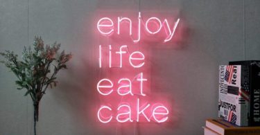 Enjoy Life Eat Cake Real Glass Neon Sign