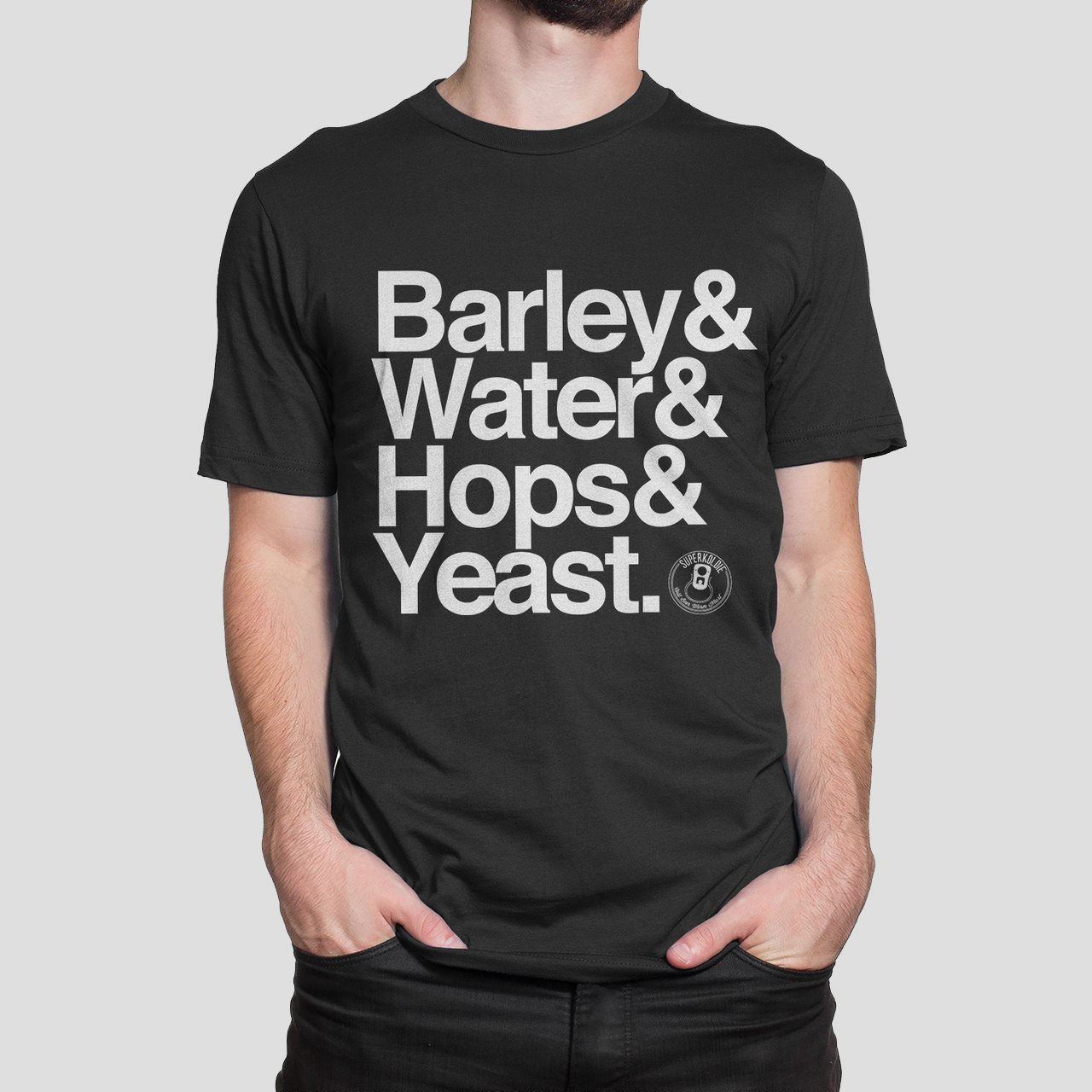 Barley Water Hops Yeast Tee by SUPERKOLDIE