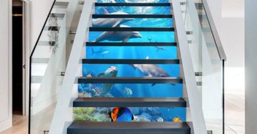 Dolphin Coral Stair Risers Mural