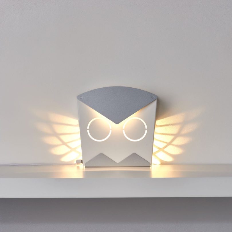 Silver LED Aluminum Owl Light Fixture