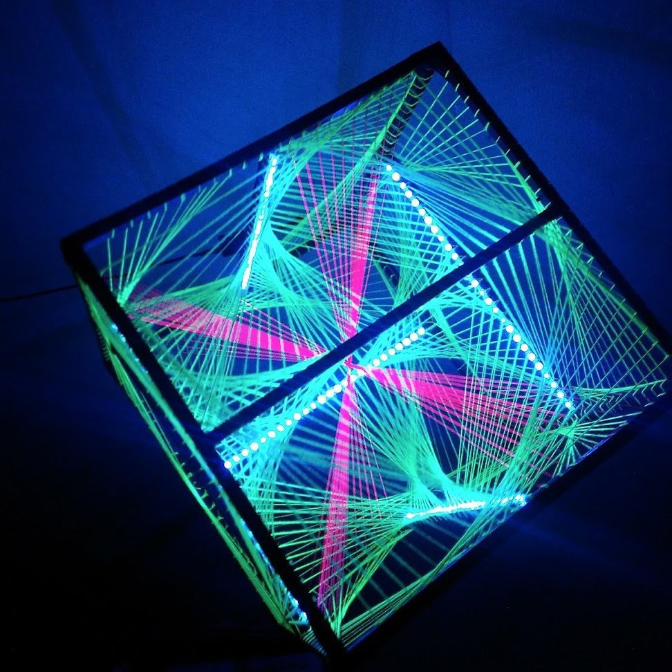 Art cube. Стринг арт. Стринг арт 3д. Светящийся куб 3d. 3д куб светильник.