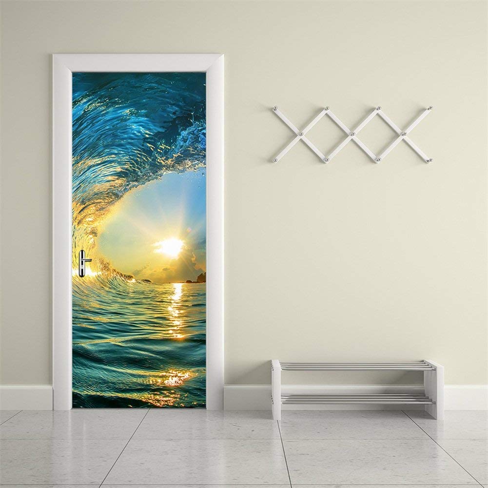 Wave Door Mural Decal