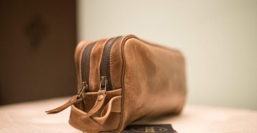 Haircut & Shave Leather Toiletry Bag