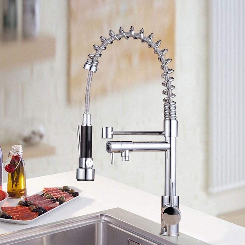 Ollypulse Solid Brass One Hole Deck Mount Kitchen Faucet