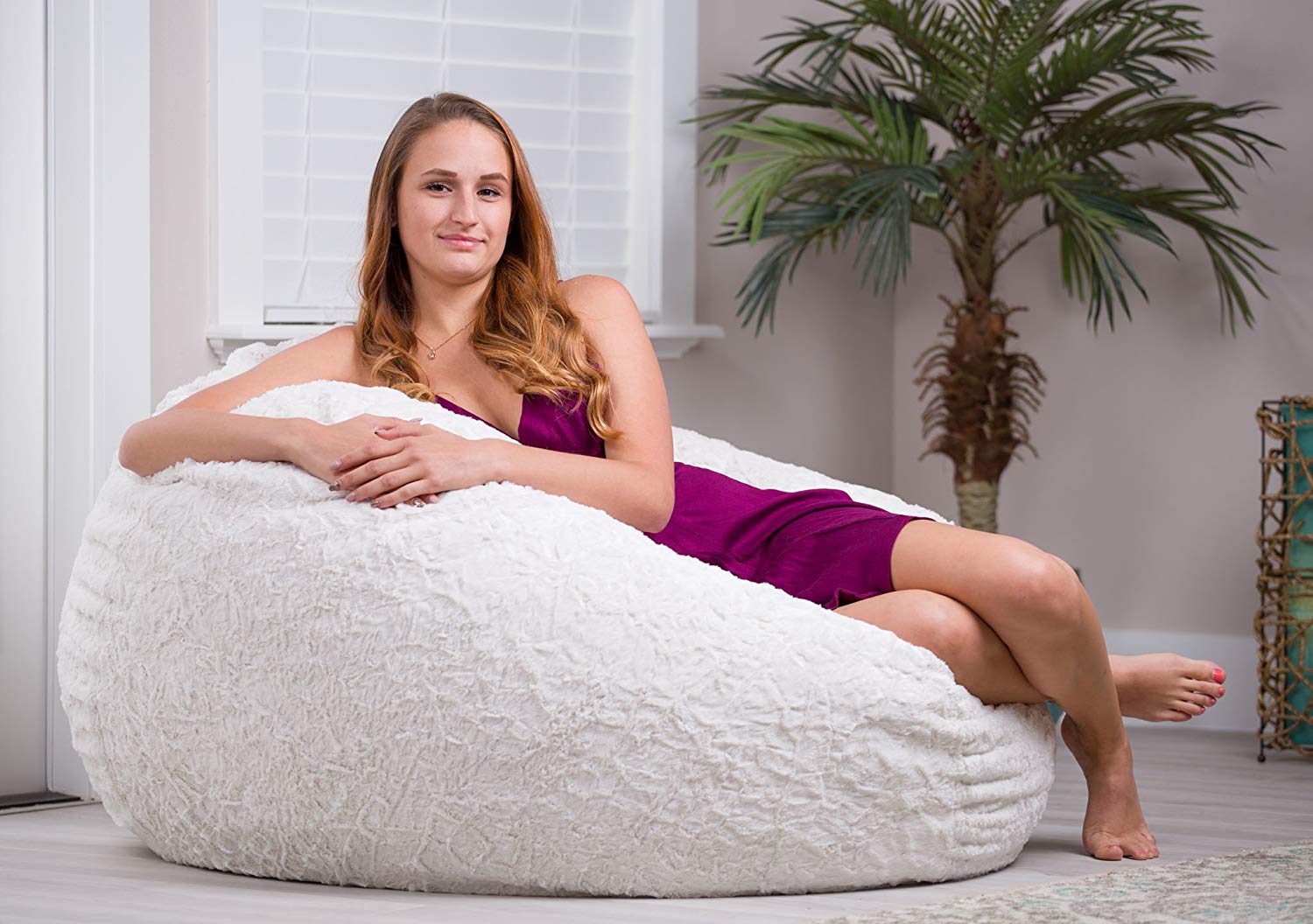 CordaRoy’s Convertible Fur Bean Bag Chair, White, Full