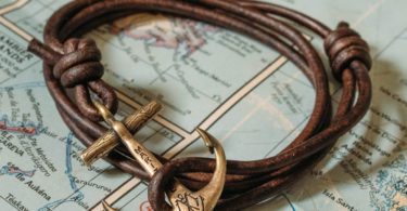 Brass Maritime Anchor Antique Brown Leather Bracelet