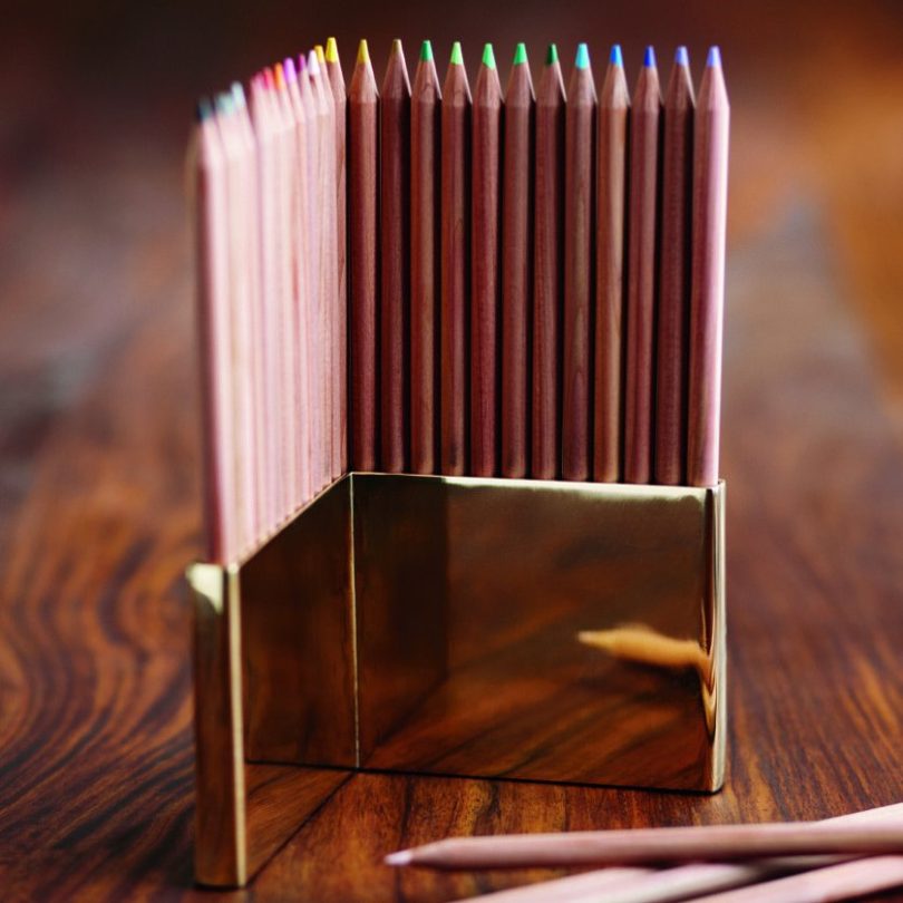 Colored Pencils and Brass Holder Set